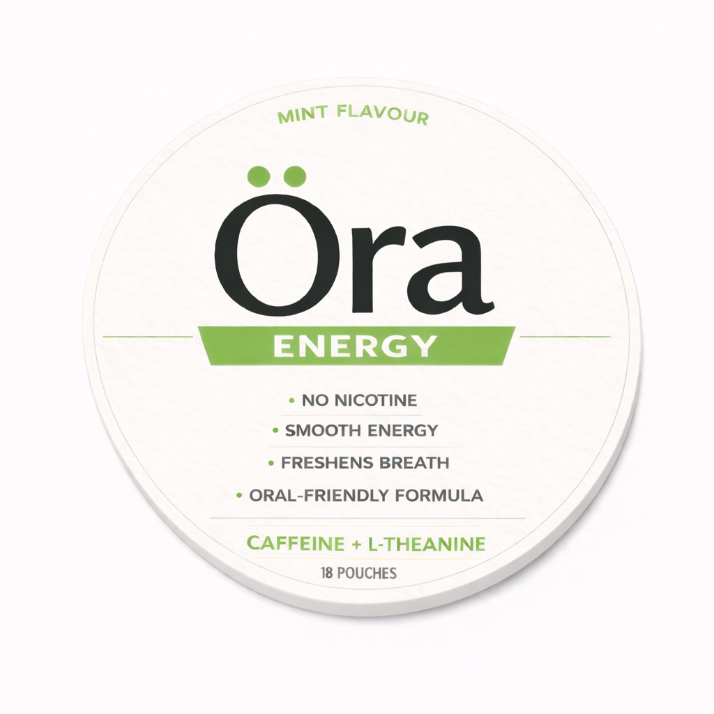 Öra Energy nicotine-free oral pouch with mint flavor